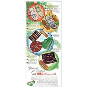 1948 Print Ad J. Wiss & Sons Co Scissor Sets Manicure Clippers File Pocket Xmas!